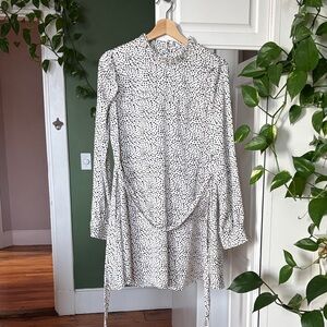 Avec Les Filles Monochrome Polka Dot Long Sleeve Dress